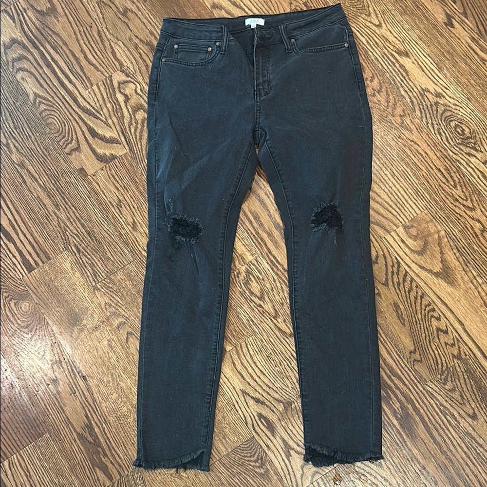 J.O.A. Black Skinny Jeans with Distressed Details